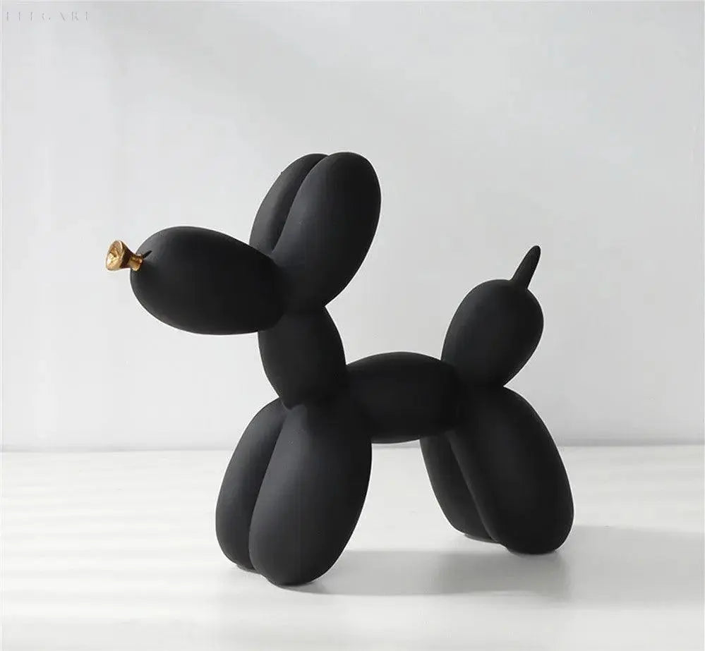 Modern Balloon Dog Sculpture  Matte Black with Gold Accent - Product detail 18