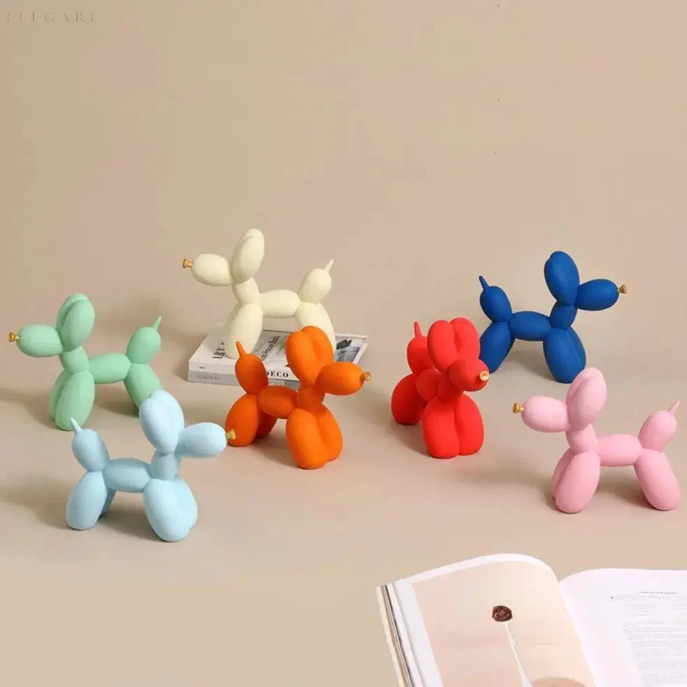 Modern Balloon Dog Sculpture  Matte Black with Gold Accent - Product example
