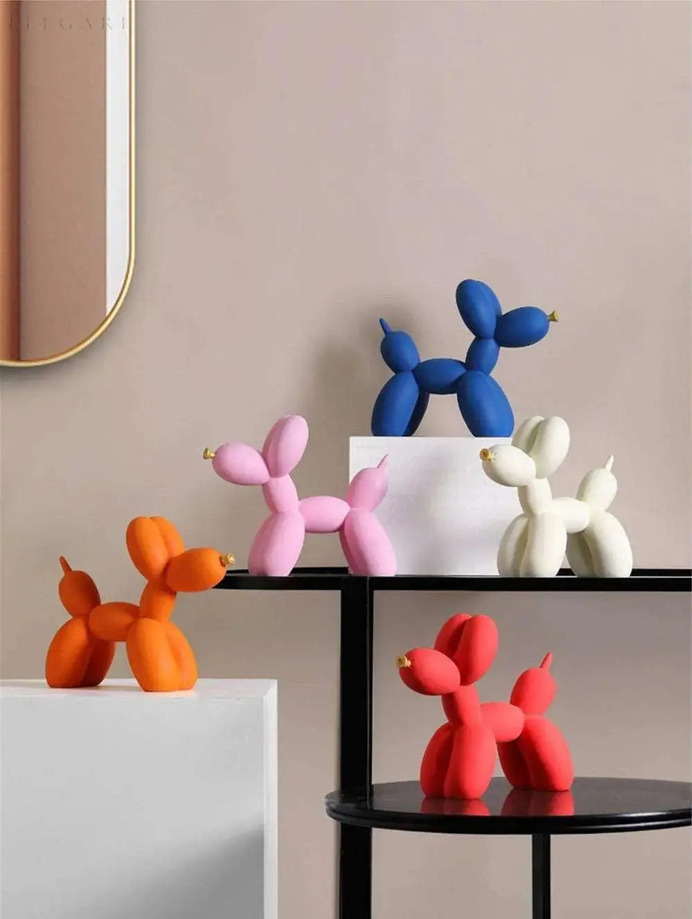 Modern Balloon Dog Sculpture  Matte Black with Gold Accent - Product detail 5