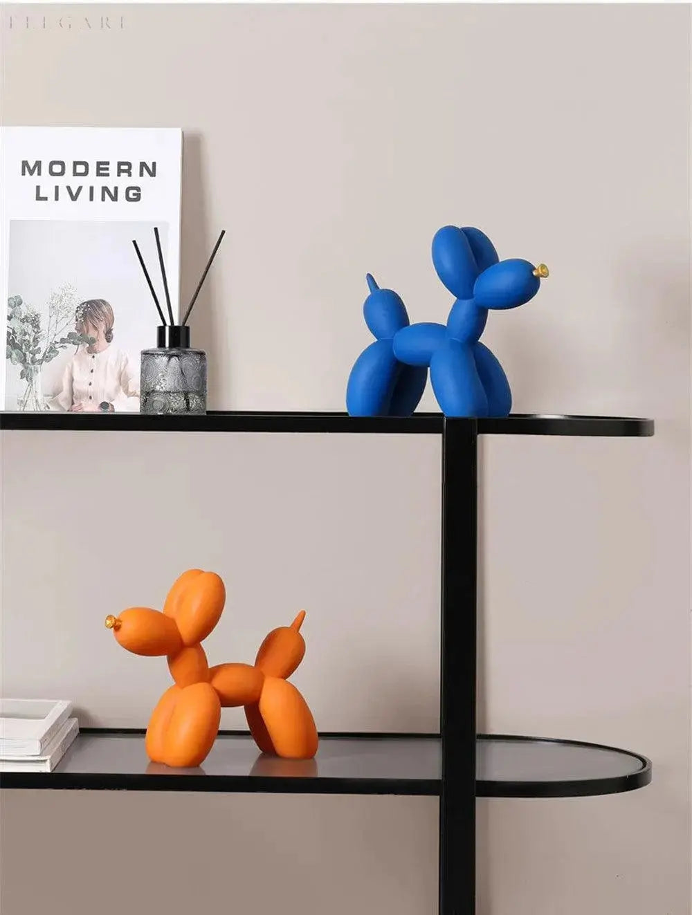 Modern Balloon Dog Sculpture  Matte Black with Gold Accent - Product detail 11