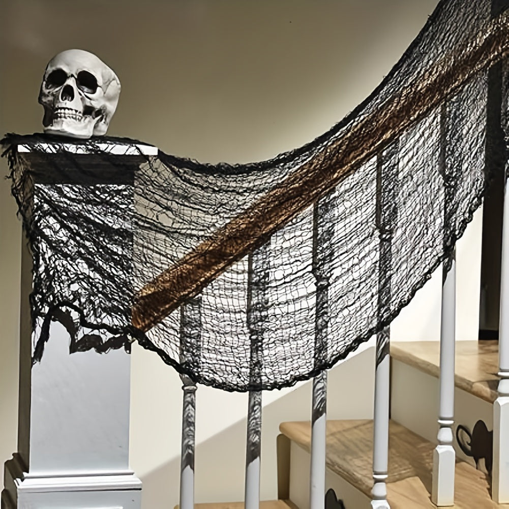 Gothic Halloween Fabric  Black Mesh Creepy Cloth Decor - Product showcase