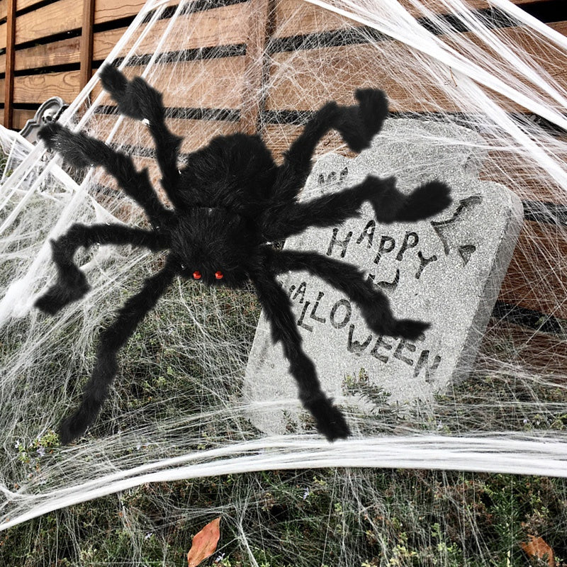 Giant Halloween Spider  Poseable Black Furry Decoration 200cm - Product example