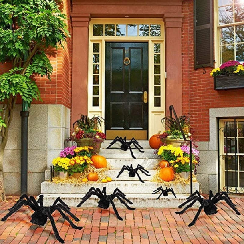Giant Halloween Spider  Poseable Black Furry Decoration 200cm - Product detail 4