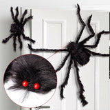Giant Halloween Spider  Poseable Black Furry Decoration 200cm - Product showcase