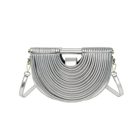 Metallic Evening Bag  Curved Rope Design Clutch - Detailed view