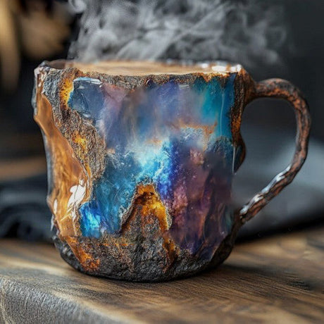Mineral Crystal Coffee Mug  Blue Agate Stone Design - Detailed view