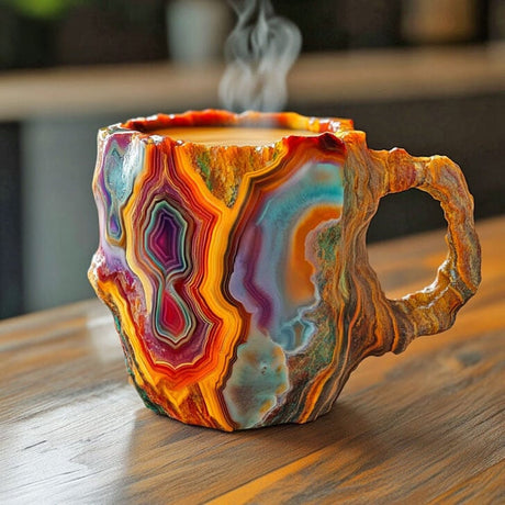 Mineral Crystal Coffee Mug  Blue Agate Stone Design - Product example