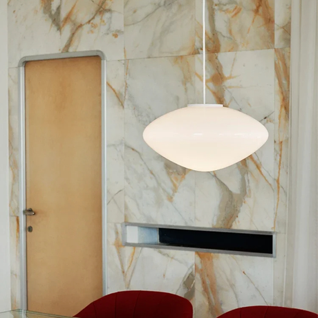 Modern Danish Pendant Light  Oval Glass Shade Design - Detailed view