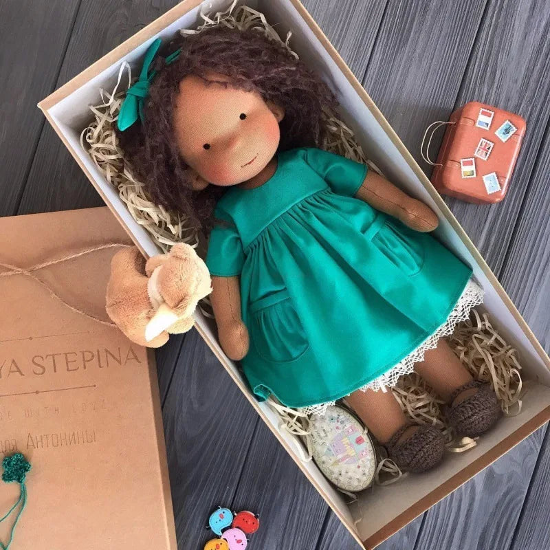 Handcrafted Cotton Doll  Waldorf-Inspired Plush Toy with Box Set - Product showcase