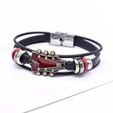 Leather Guitar Bracelet  Black Music-Inspired Design - Product detail 10