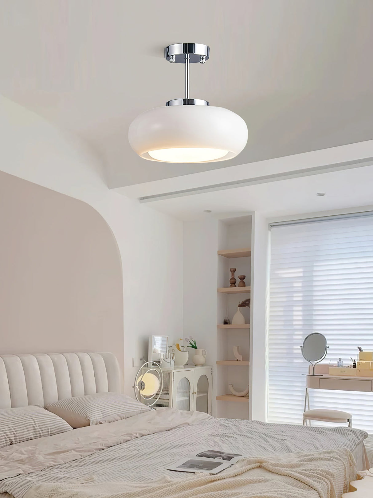 Modern Pendant Light  Orange Glass Dome with Brass Finish - Product detail 5