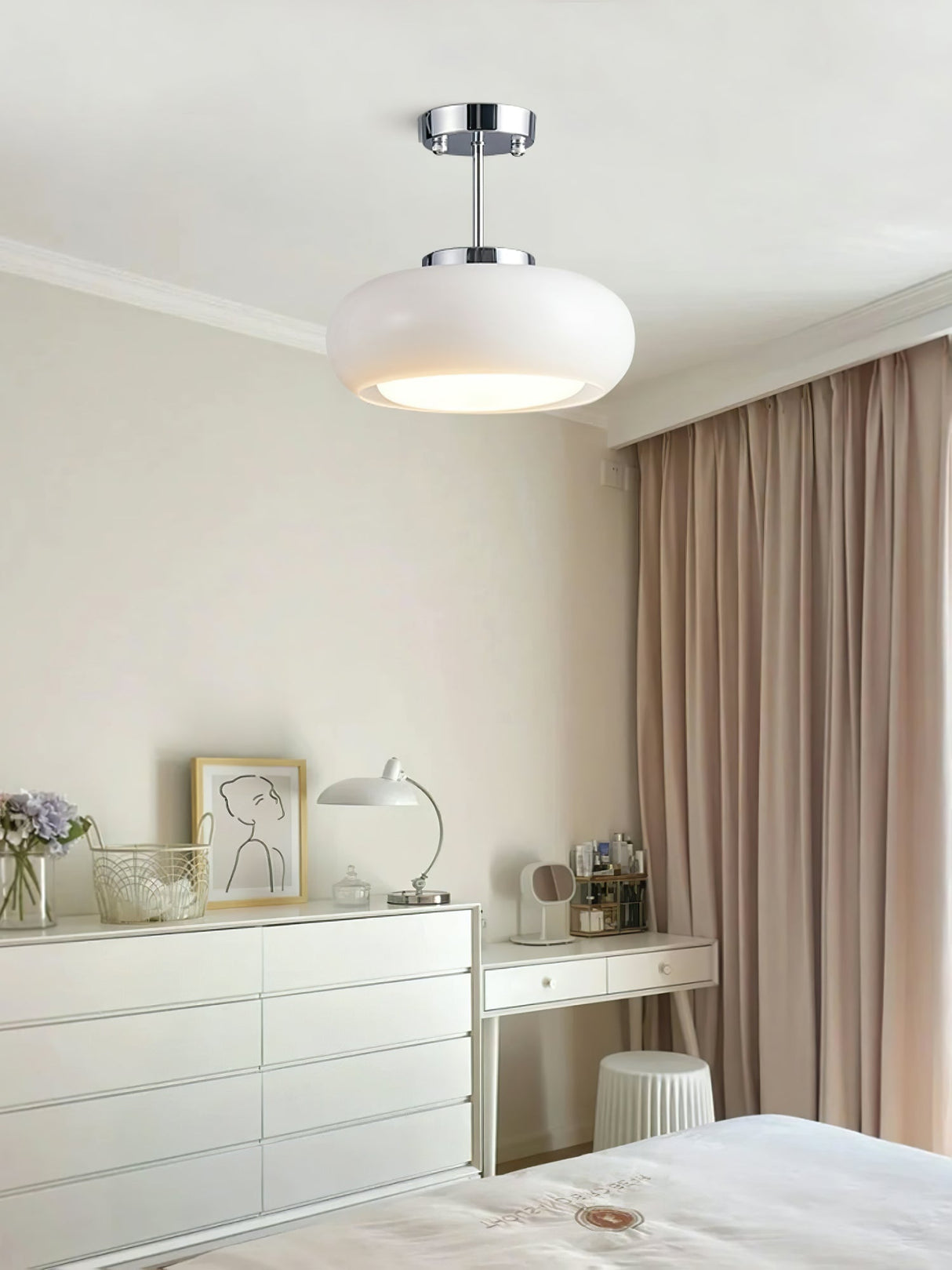 Modern Pendant Light  Orange Glass Dome with Brass Finish - Product detail 6
