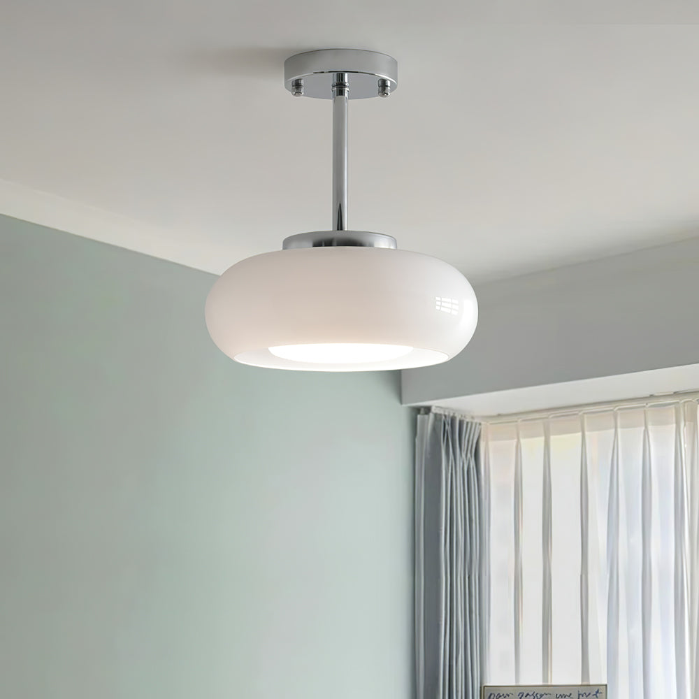 Modern Pendant Light  Orange Glass Dome with Brass Finish - Product detail 9