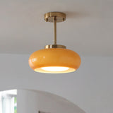 Modern Pendant Light  Orange Glass Dome with Brass Finish - Product detail 10