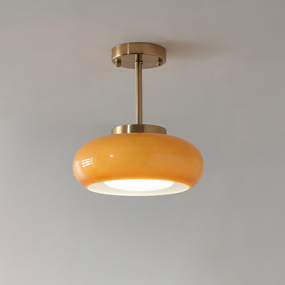 Modern Pendant Light  Orange Glass Dome with Brass Finish - Product detail 13
