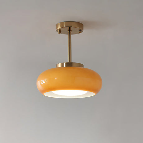 Modern Pendant Light  Orange Glass Dome with Brass Finish - Product detail 13