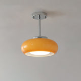 Modern Pendant Light  Orange Glass Dome with Brass Finish - Product detail 14