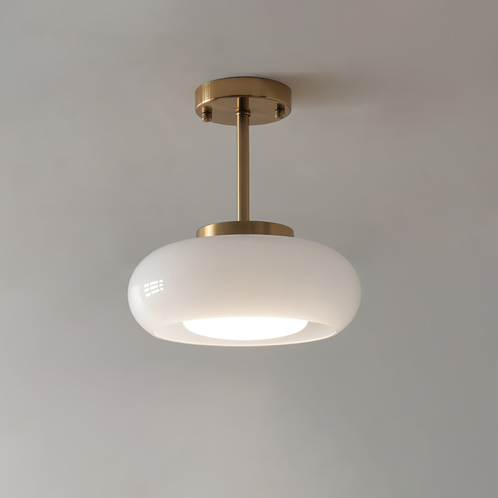 Modern Pendant Light  Orange Glass Dome with Brass Finish - Product detail 15