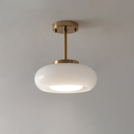 Modern Pendant Light  Orange Glass Dome with Brass Finish - Product detail 15