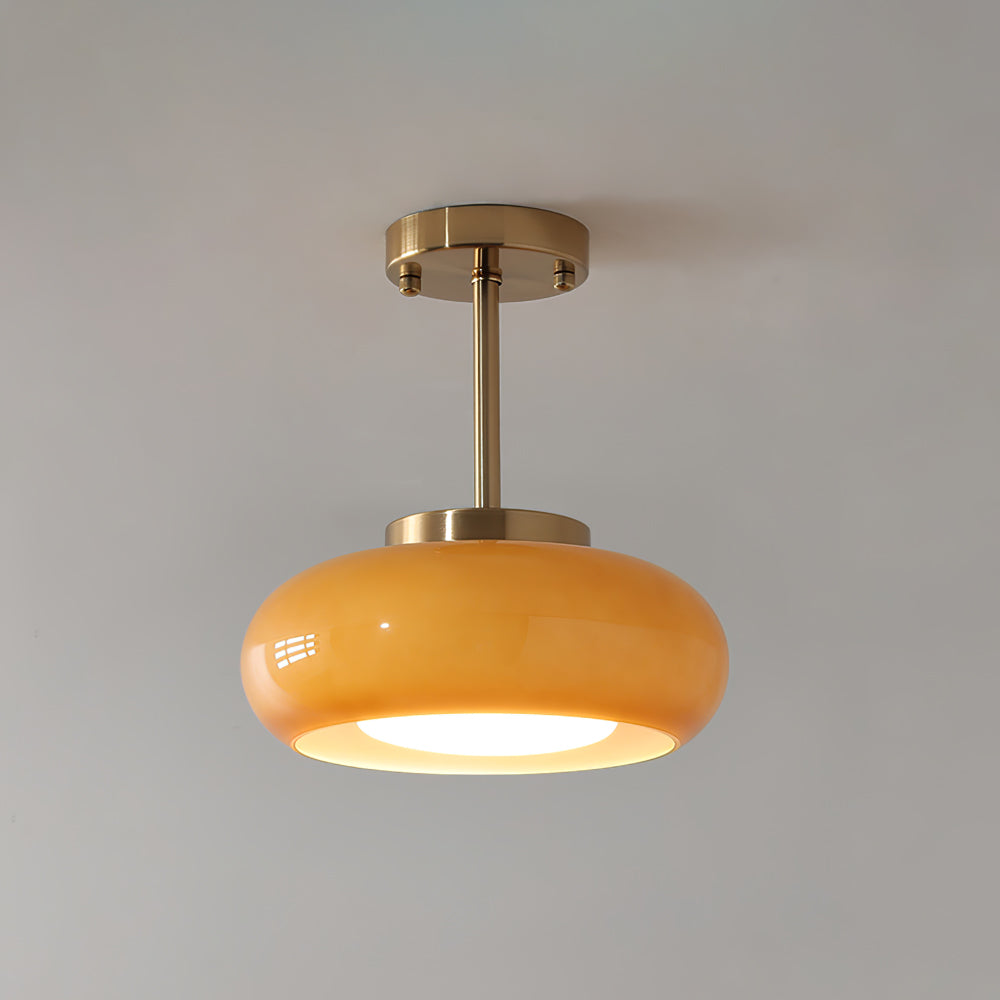 Modern Pendant Light  Orange Glass Dome with Brass Finish - Product detail 12