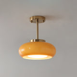 Modern Pendant Light  Orange Glass Dome with Brass Finish - Product detail 12