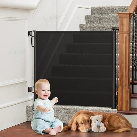 Retractable Baby Gate  Wall-Mounted Mesh Safety Barrier - Product example