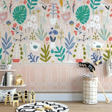Tropical Garden Mural Wallpaper | Birds and Monstera Pattern