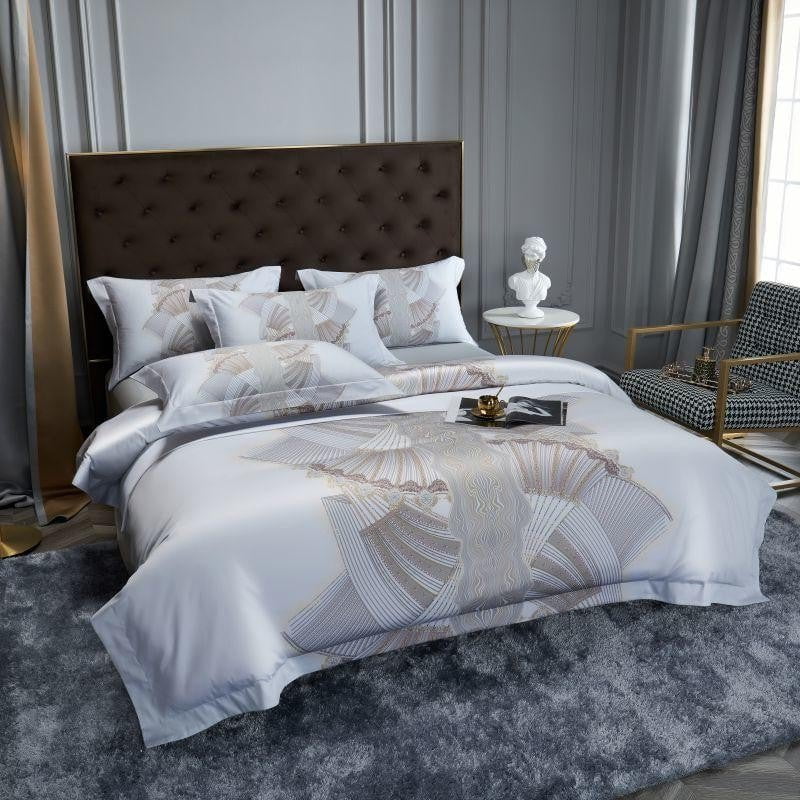 Luxury Egyptian Cotton Bedding  Silver Embroidered Design - Product example