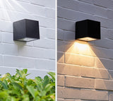 Modern Outdoor Wall Light  Solar Powered Cube Design - Product example