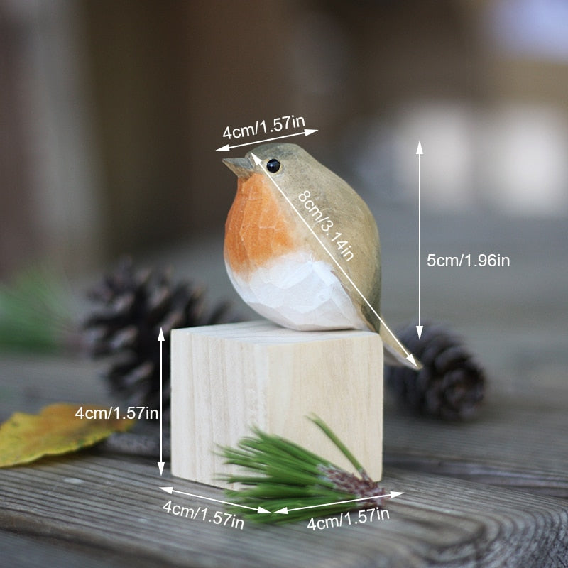 Scandinavian Bird Ornament  Hand-Carved Wooden Robin Design - Product detail 5