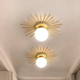 Sunburst Ceiling Light  Gold Metal Globe Fixture - Product example