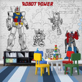 Robot Mural Wallpaper | Super Hero Comic Style Design