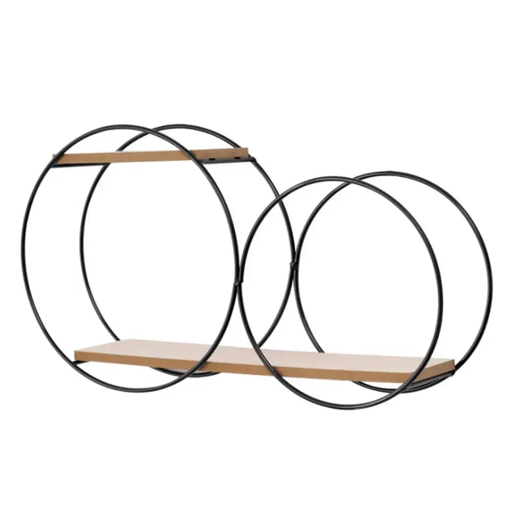 Scandinavian Wall Shelf  Iron  Wood Double Ring Design - Product detail 5