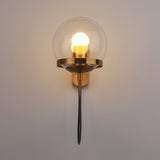 Modern Glass Wall Sconce  Brushed Brass Globe Design - Product showcase