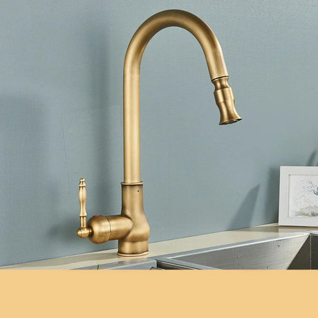 Vintage Kitchen Faucet  Antique Brass Swivel Design - Product detail 9