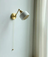 Nordic Ceramic Wall Light  Ribbed Glass Shade With Brass Fixture - Product detail 5