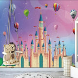 Princess Mural Wallpaper | Magical Castle with Hot Air Balloons