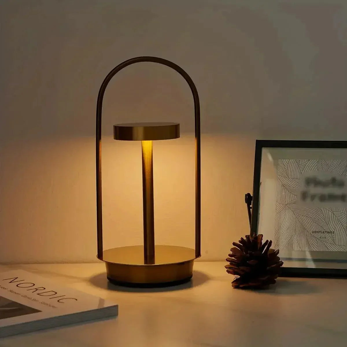 Modern Table Lamp  Brushed Gold Arch Design - Product example