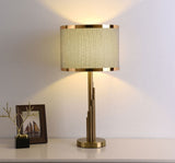 Art Deco Table Lamp  Brass Column with Linen Shade - Product detail 5