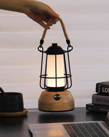 Outdoor Table Lantern  Wooden Base Metal Cage Design - Product detail 6