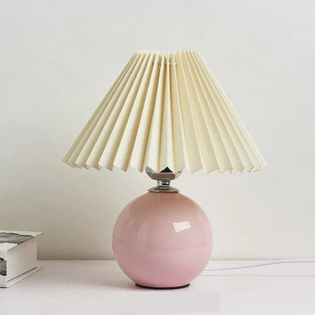 Vintage Table Lamp  Pleated Cream Shade with Ceramic Base - Product detail 11