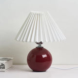 Ceramic Table Lamp  Pleated Cream Shade with Burgundy Base - Product detail 6