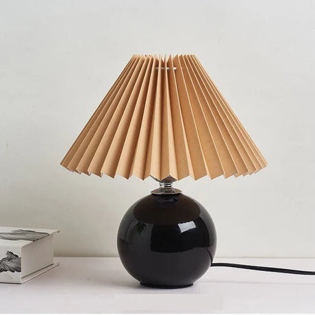 Vintage Table Lamp  Pleated Cream Shade with Ceramic Base - Product detail 7