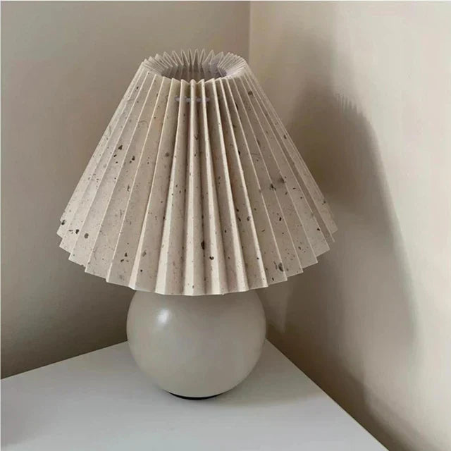 Ceramic Table Lamp  Pleated Cream Shade with Burgundy Base - Product detail 8