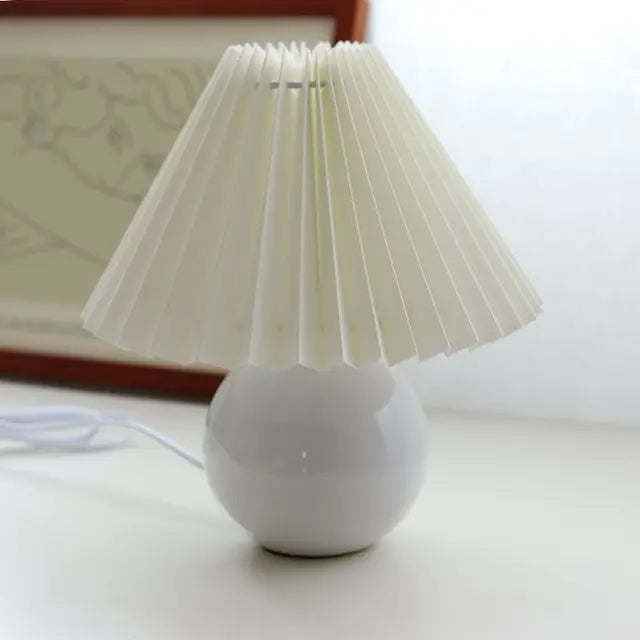 Ceramic Table Lamp  Pleated Cream Shade with Burgundy Base - Product detail 10