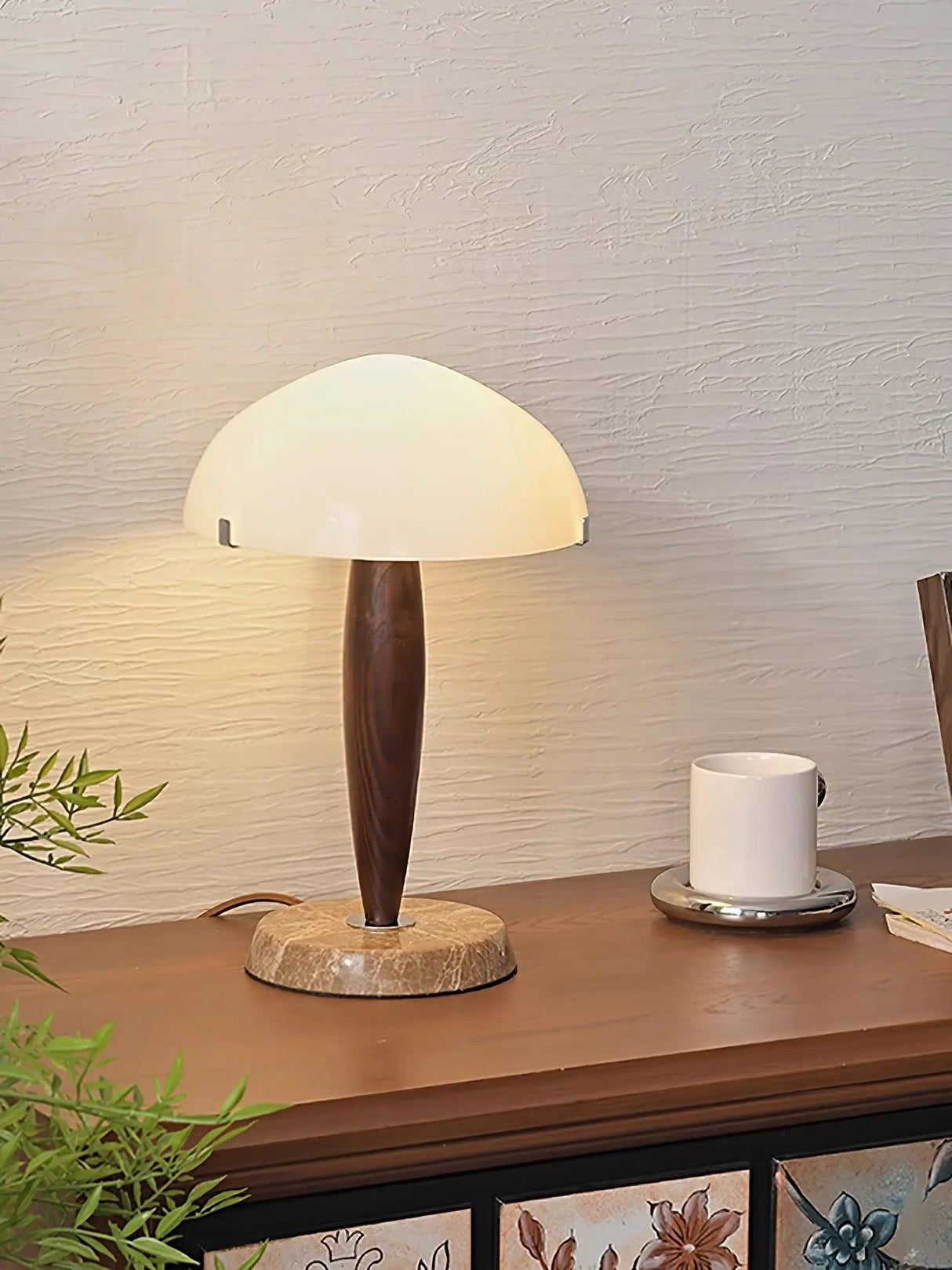Nordic Table Lamp  Walnut Wood with Glass Dome - Product detail 11
