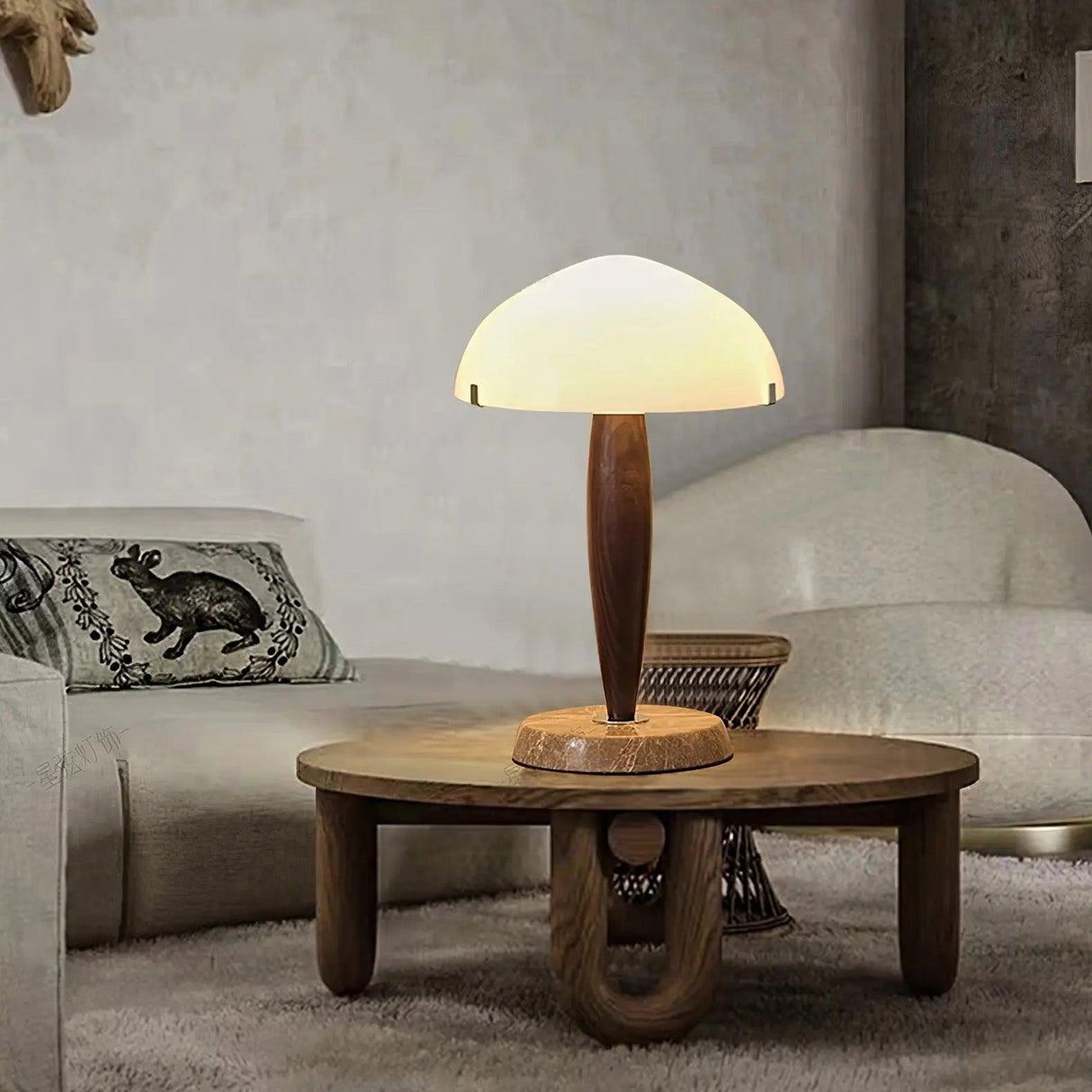 Nordic Table Lamp  Walnut Wood with Glass Dome - Product detail 15