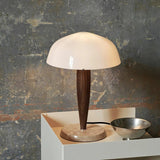 Nordic Table Lamp  Walnut Wood with Glass Dome - Detailed view