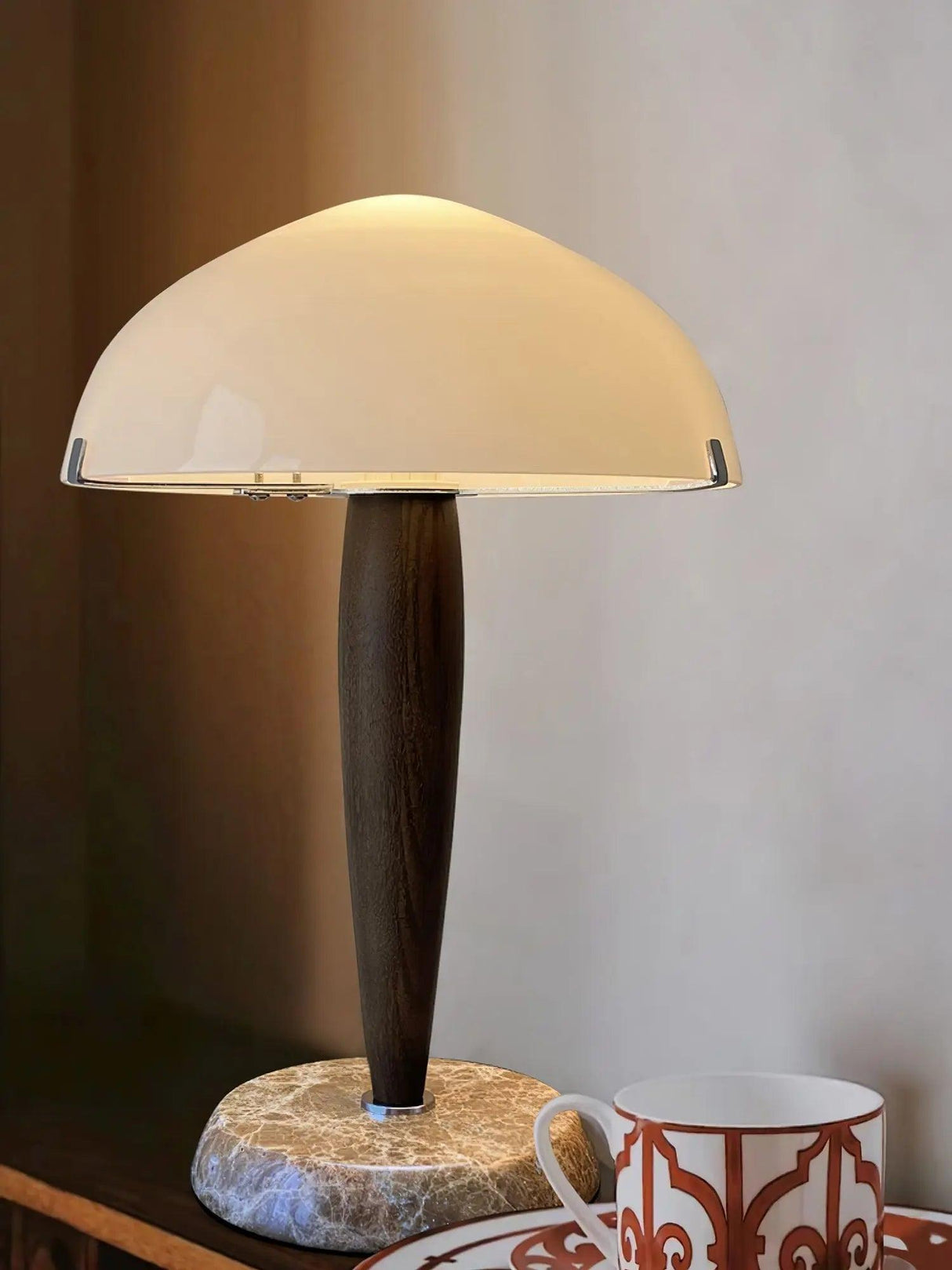 Nordic Table Lamp  Walnut Wood with Glass Dome - Product detail 13