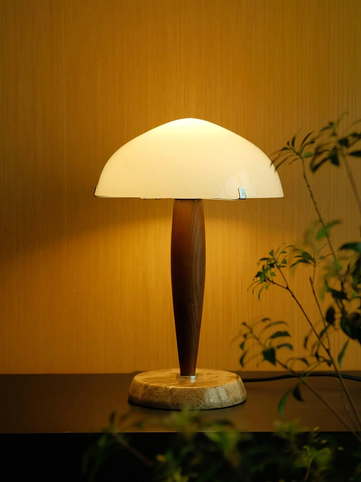 Nordic Table Lamp  Walnut Wood with Glass Dome - Product detail 6